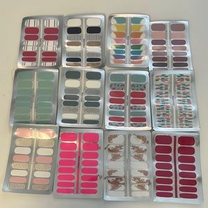 12 Sheets of Nail Wraps or Stickers- Solid & Patterns-Peel off after 7-10 days